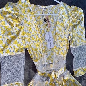 Yellow & White Lace Cardigan Dress
